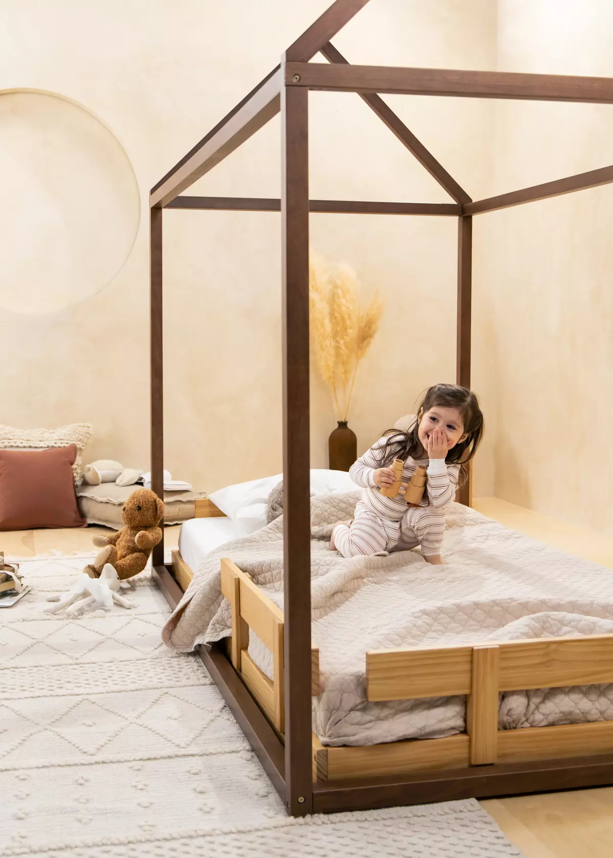 Coco Village Wooden Bed Frame Rail - Natural Wood - Image 6