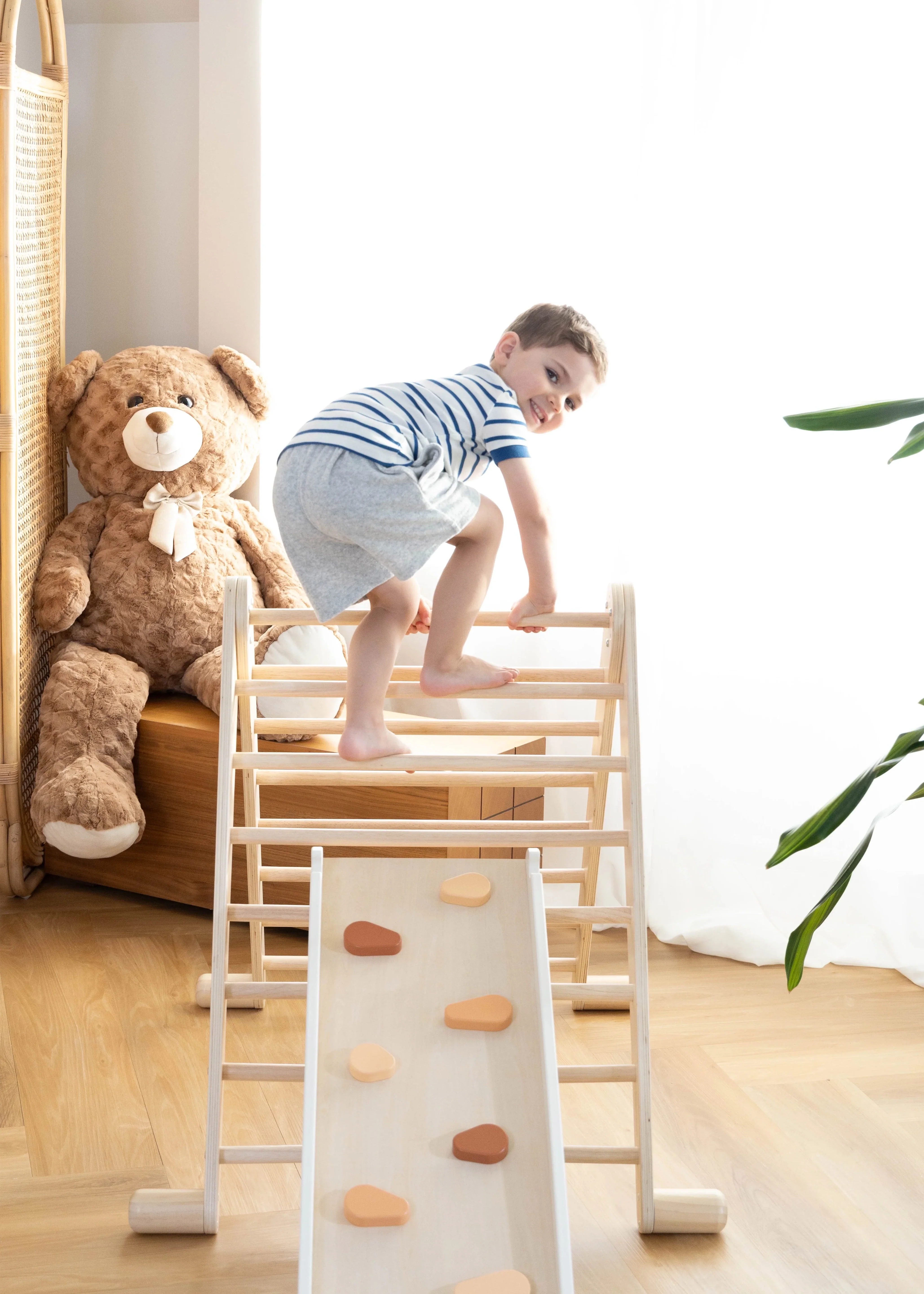 Coco Village Montessori 2-in-1 Grip Climber Board & Slide - Image 11