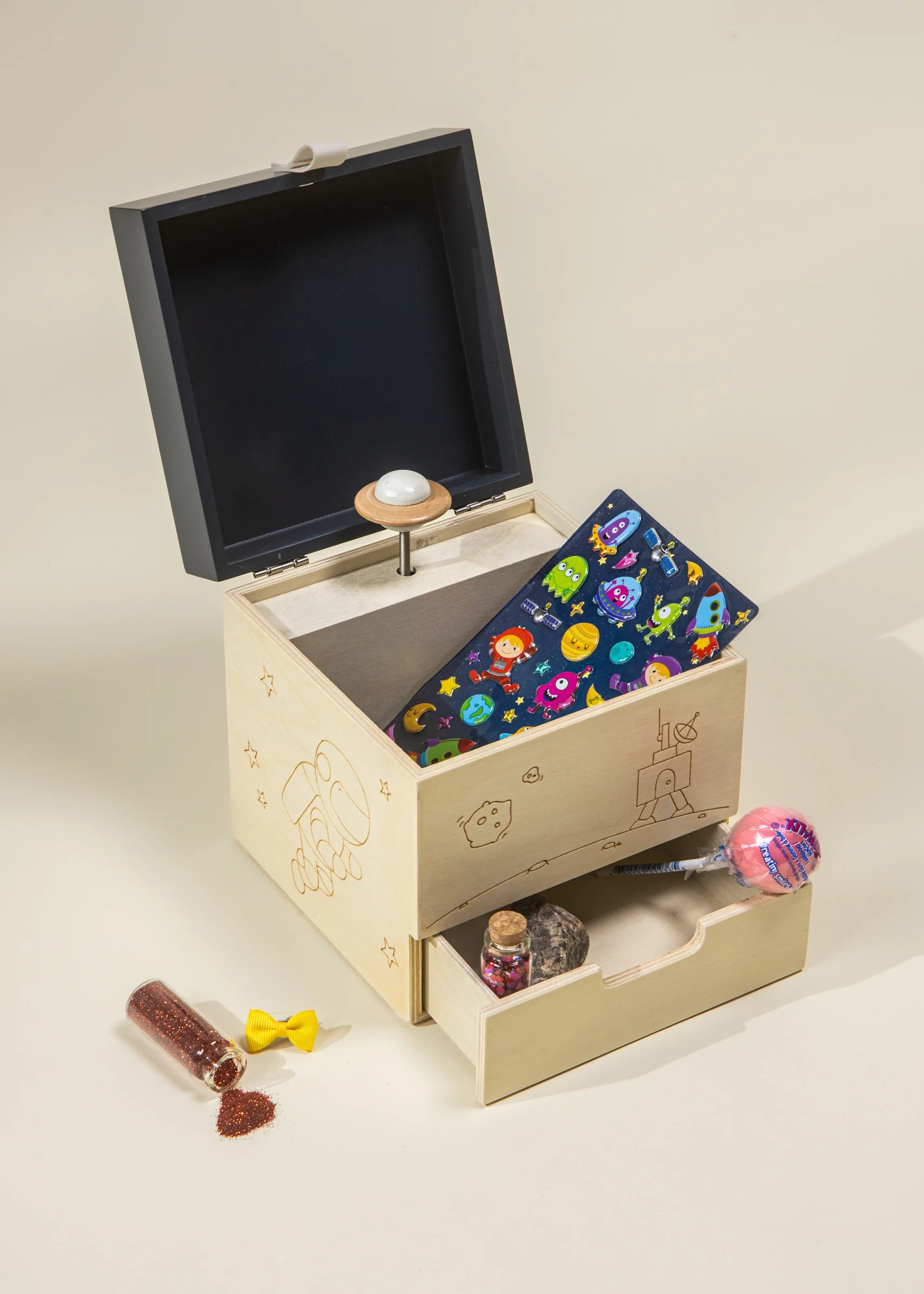 Coco Village Wooden Musical Souvenir Box - Space - Image 5