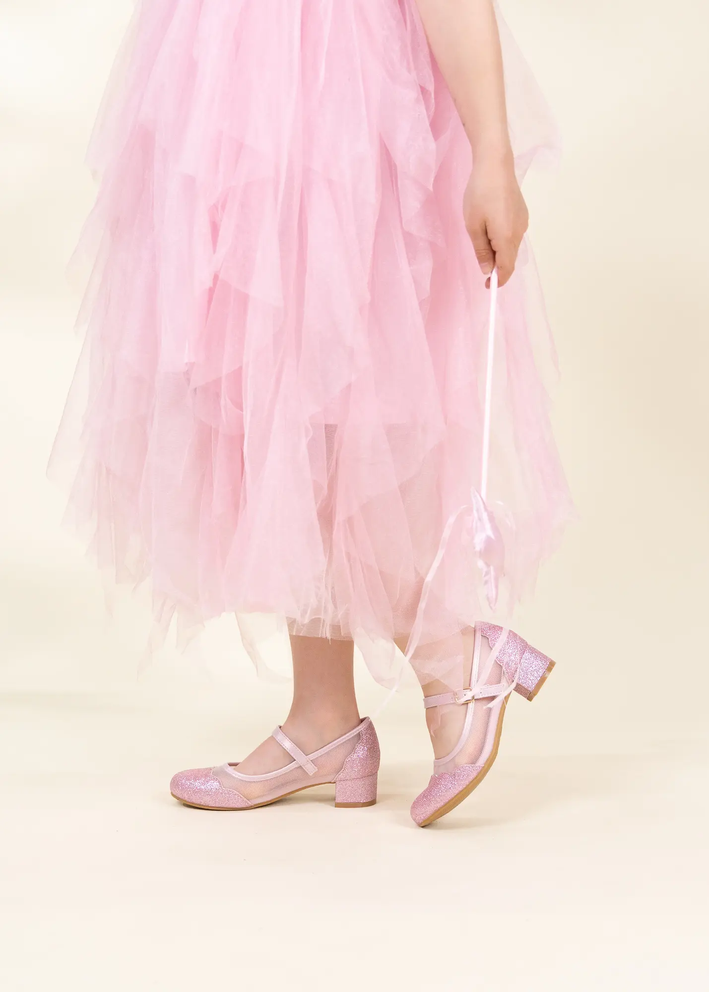 Coco Village Pink Ruffle Princess Dress with Crown Play - 7-8Y - Image 6