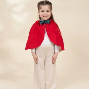 Coco Village Role Play Dress-Up Red Cotton Twill Cape with Bow