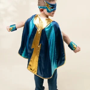 Coco Village Deep Blue Superhero Cape & Mask Play Costume - 3-4Y