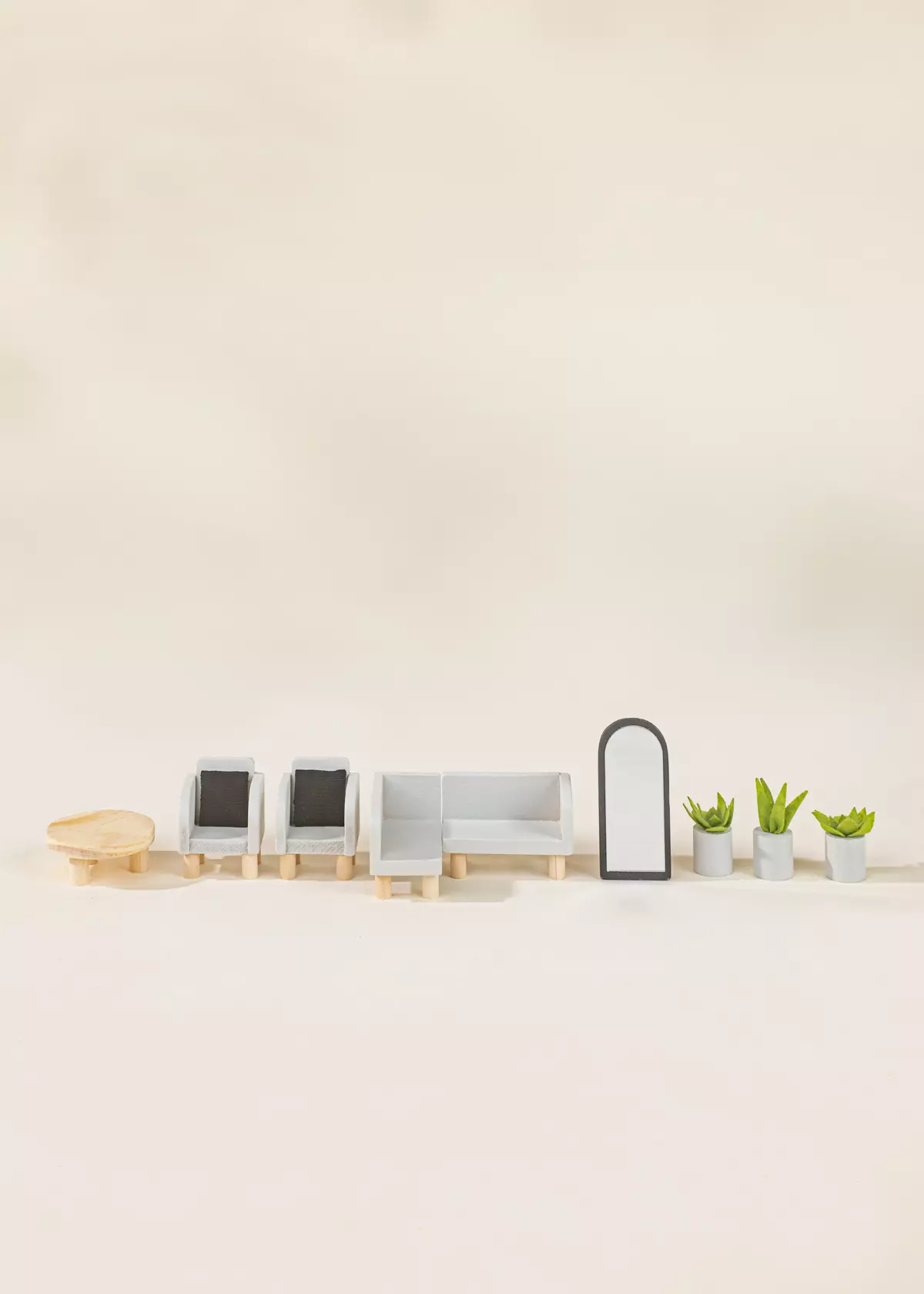 Coco Village Wooden Doll House Living Room Furniture (10pcs) - Image 3