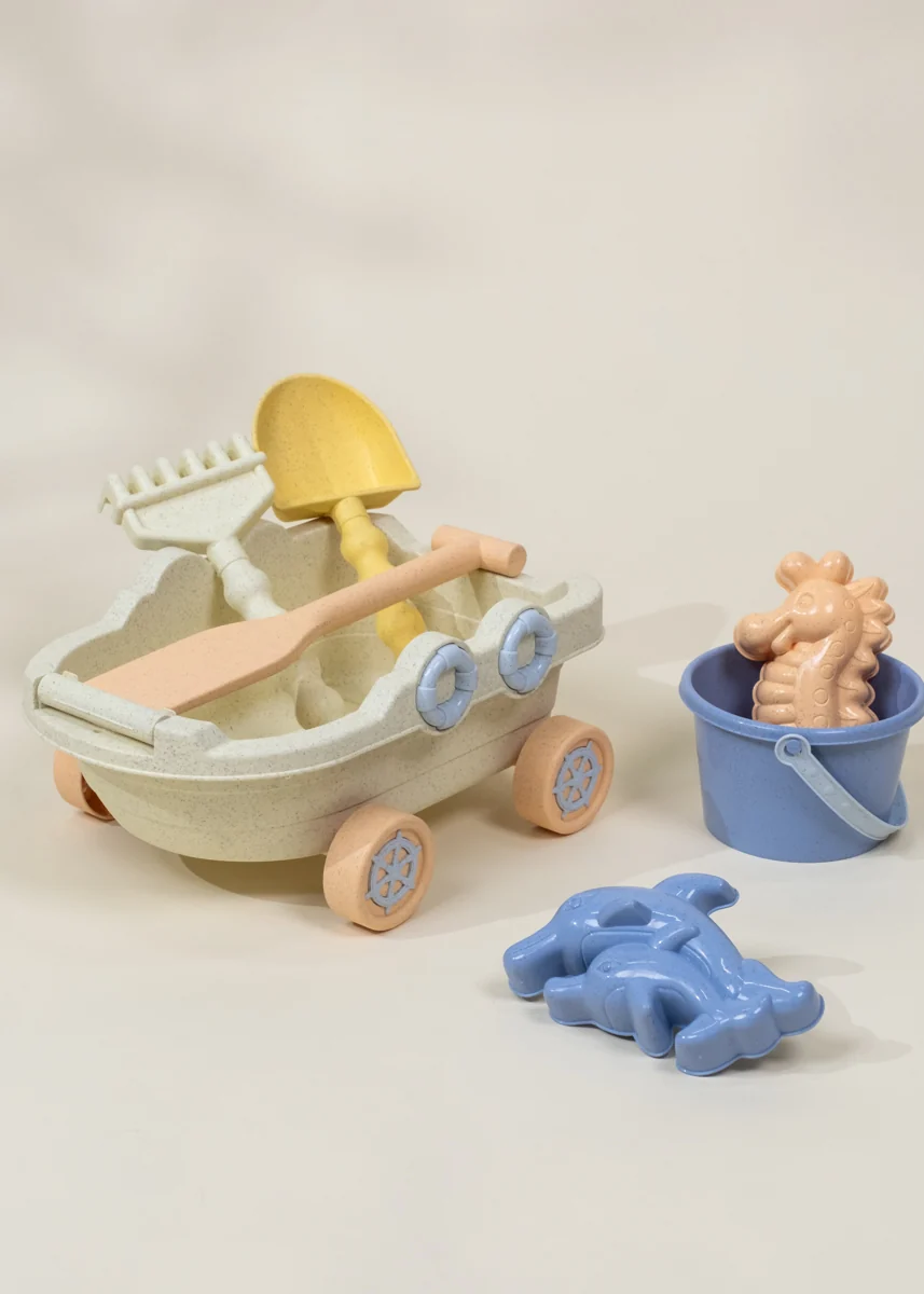 Coco Village Oversized 6-Piece Wheat Straw Sand Toy Set – Wagon & Accessories