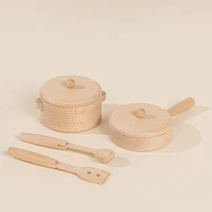 Coco Village Wooden Pots and Pans Playset (6 Pcs)