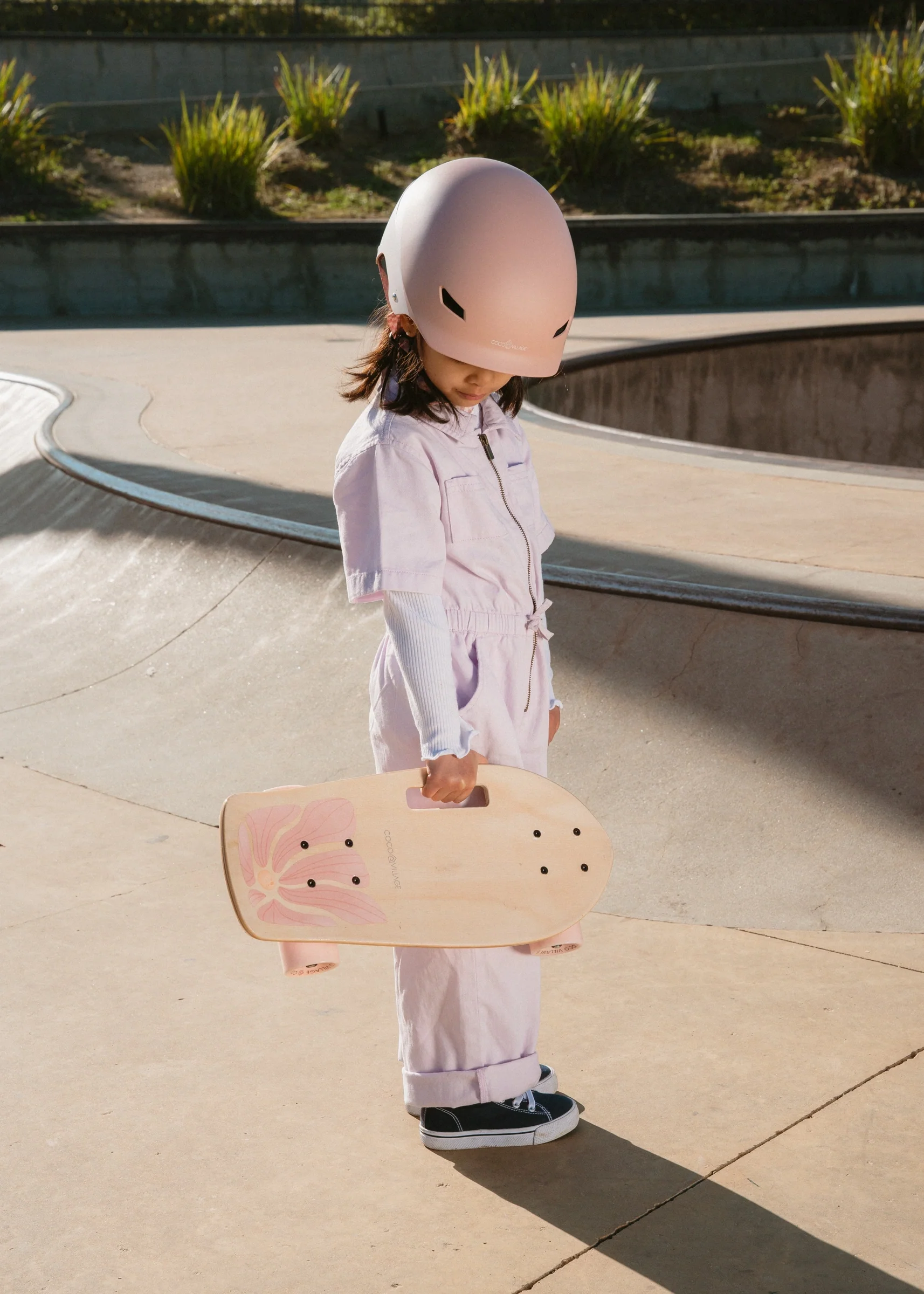 Coco Village Kids’ Wooden Skateboard with Handle – Bloom - Image 4