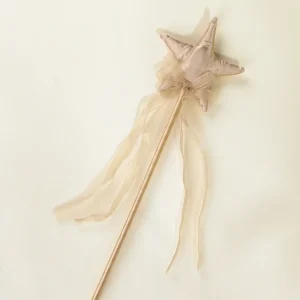 Coco Village Role Play Dress-Up Light Gold Star Wand with Ribbon