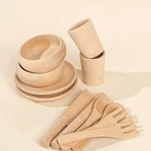 Coco Village Wooden Dinnerware Playset (12 Pcs)