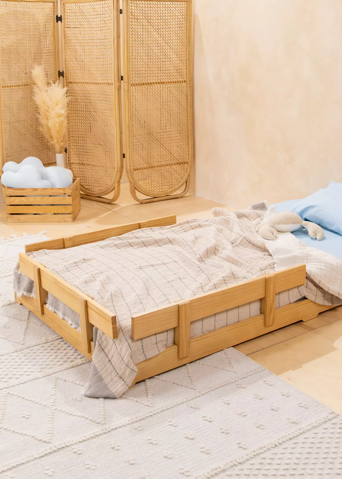 Coco Village Wooden Bed Frame Rail - Natural Wood - Image 2