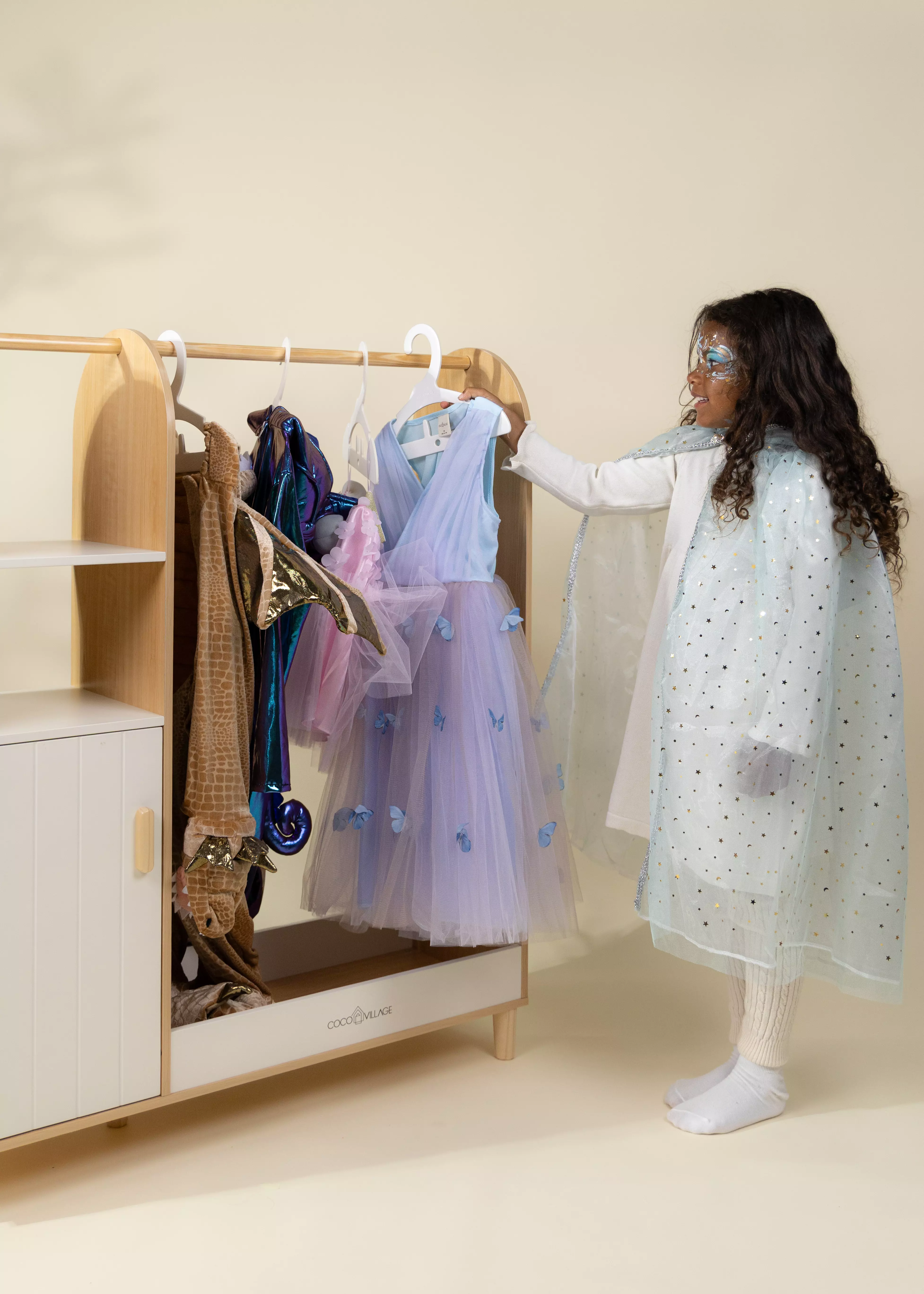 Coco Village Wooden Play Dress Up Wardrobe - Image 9