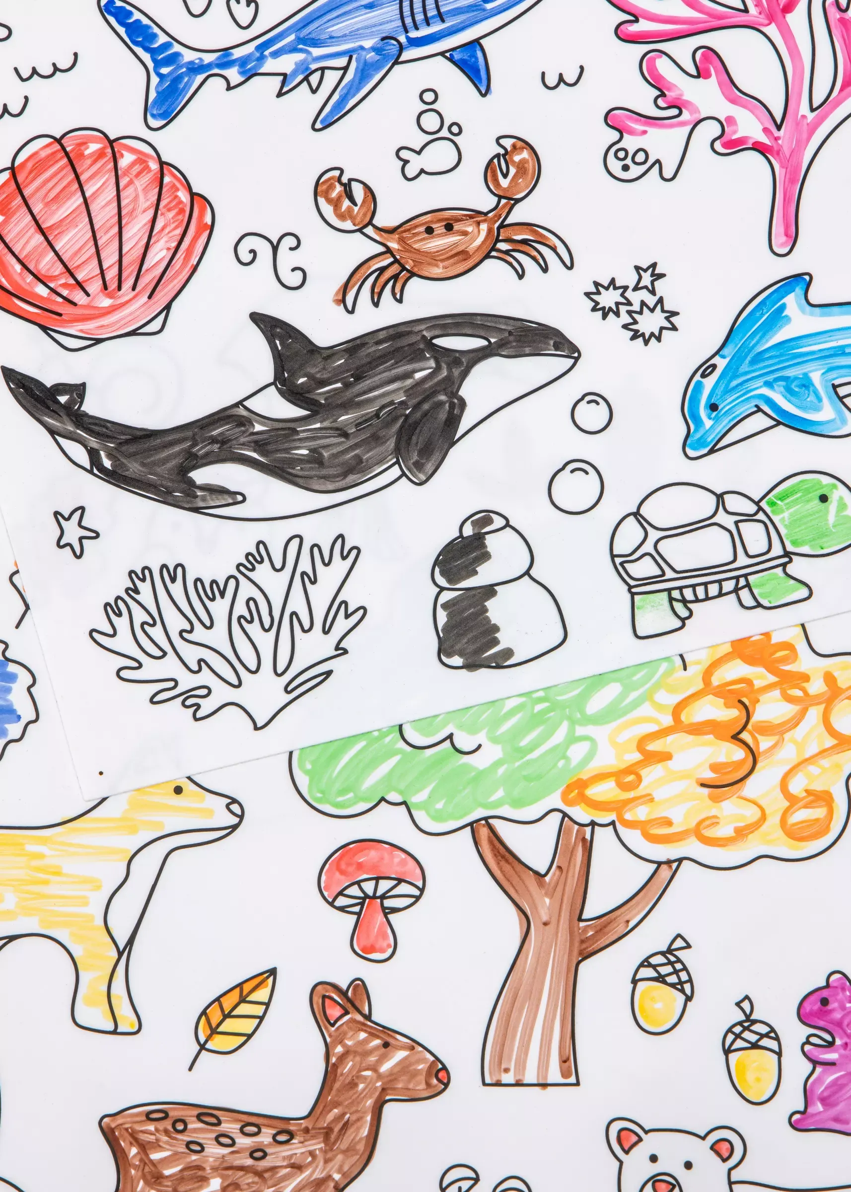 Coco Village Set of 4 Silicone Washable Coloring Placemats & Markers - Image 7