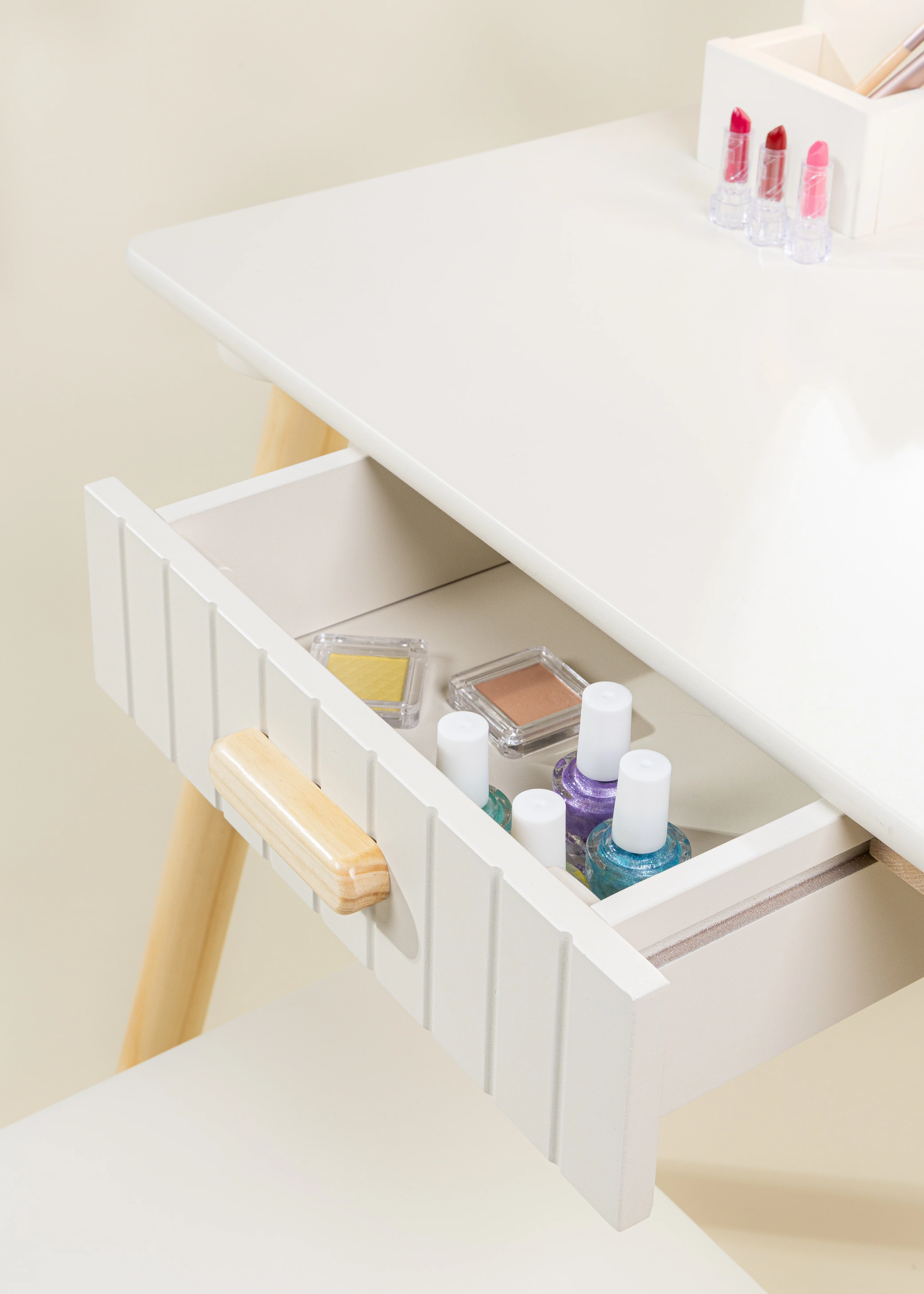 Coco Village Wooden Play Vanity with Lighted Mirror & Stool - Image 7
