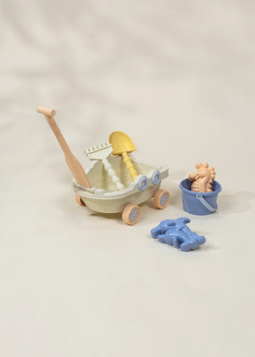 Coco Village Oversized 6-Piece Wheat Straw Sand Toy Set – Wagon & Accessories - Image 6