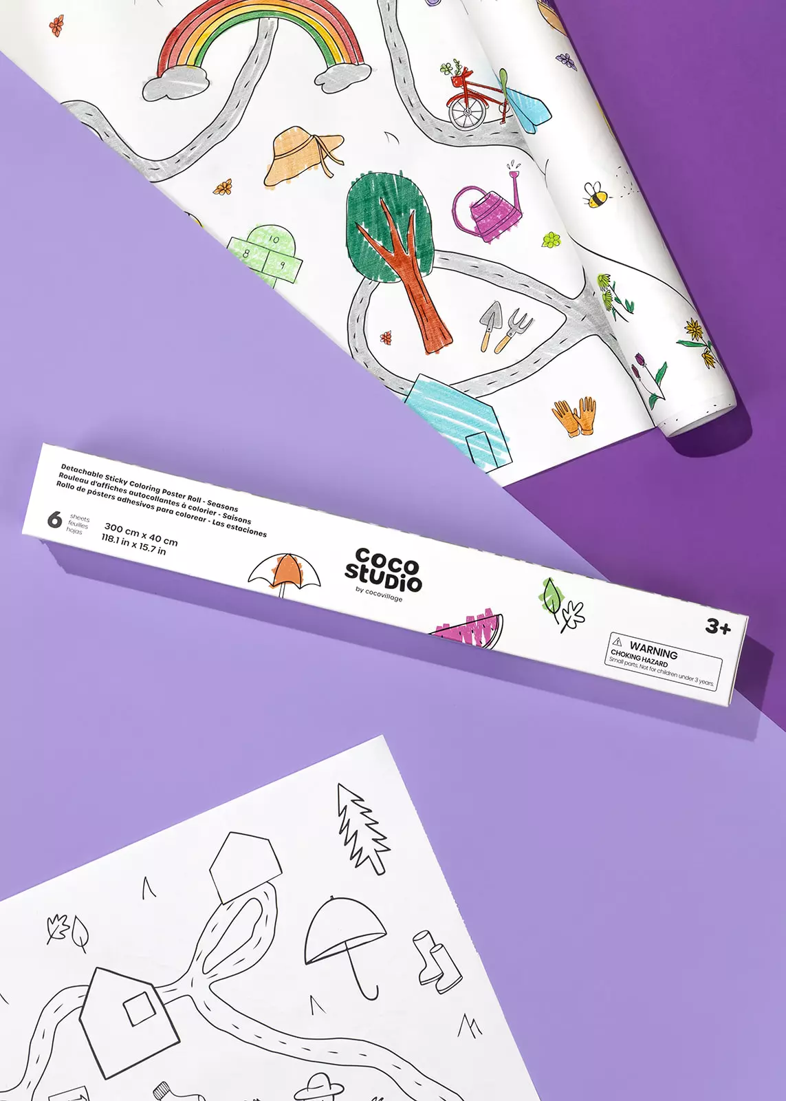 Coco Village Detachable Seasons Sticky Coloring Poster Roll - 6 sheets - Image 2