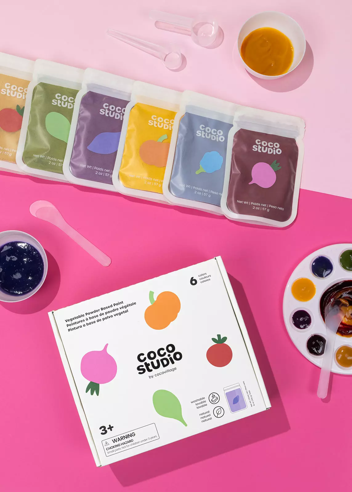 Coco Village Vegetable Powder Based Paint Set - 6 Colors - Image 2