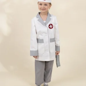 Coco Village Doctor Play Costume with Hat and Face Mask - 3-4Y