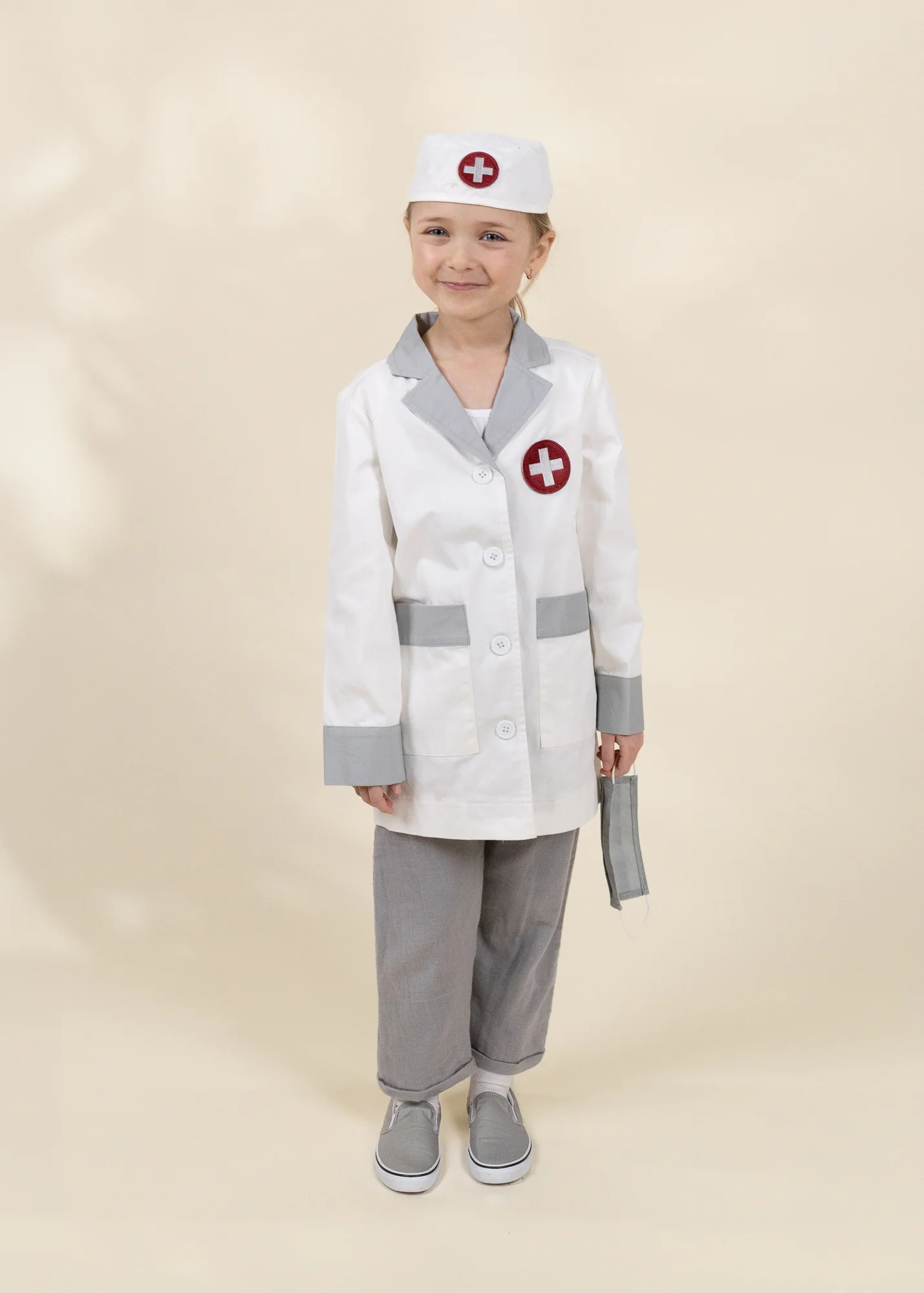 Coco Village Doctor Play Costume with Hat and Face Mask - 7-8Y
