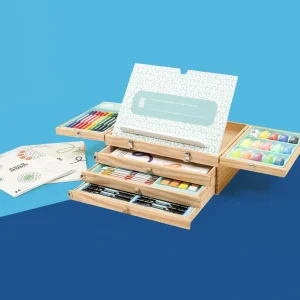 Coco Village 90-Piece Premium Wooden Artist Suitcase